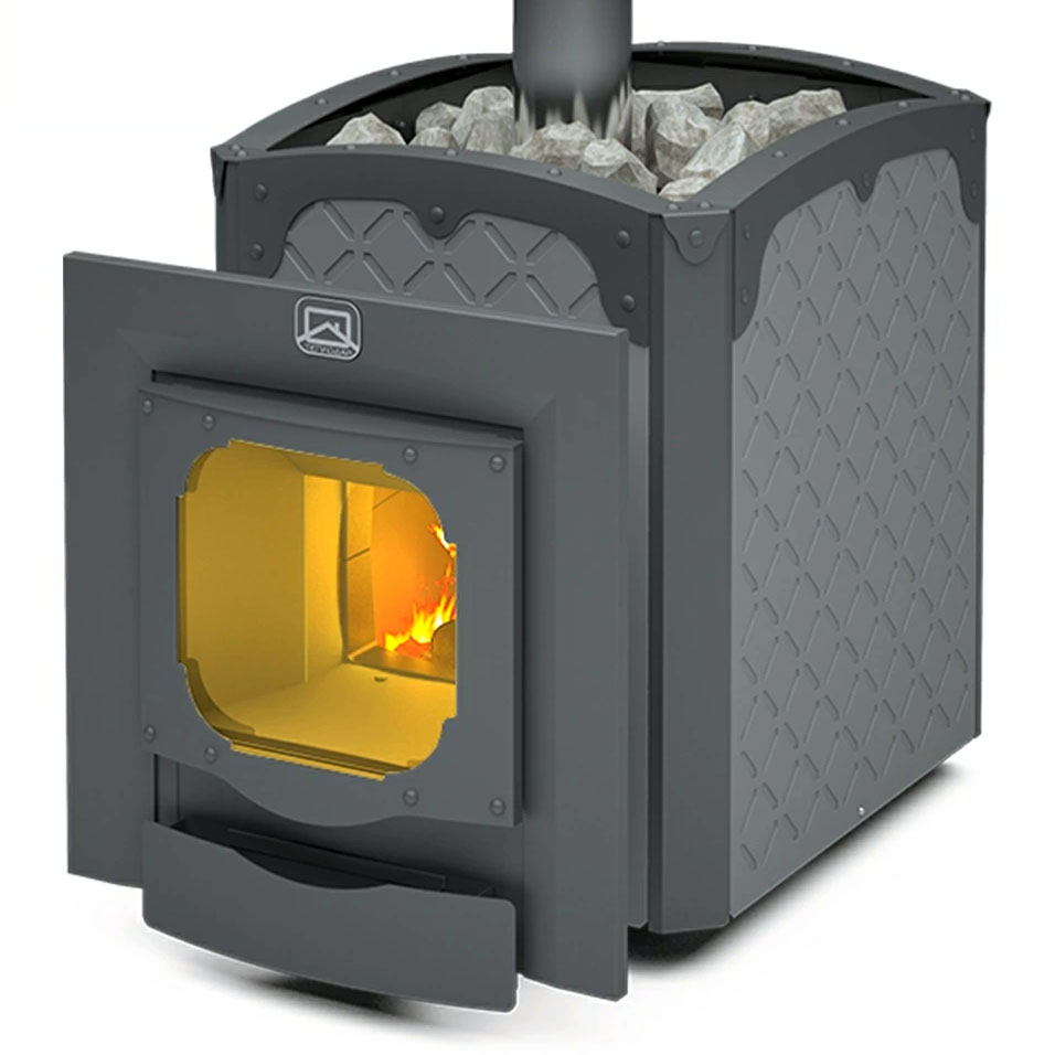   Дровяная печь для бани Теплодар Былина-24 Ч Панорама (1.2)