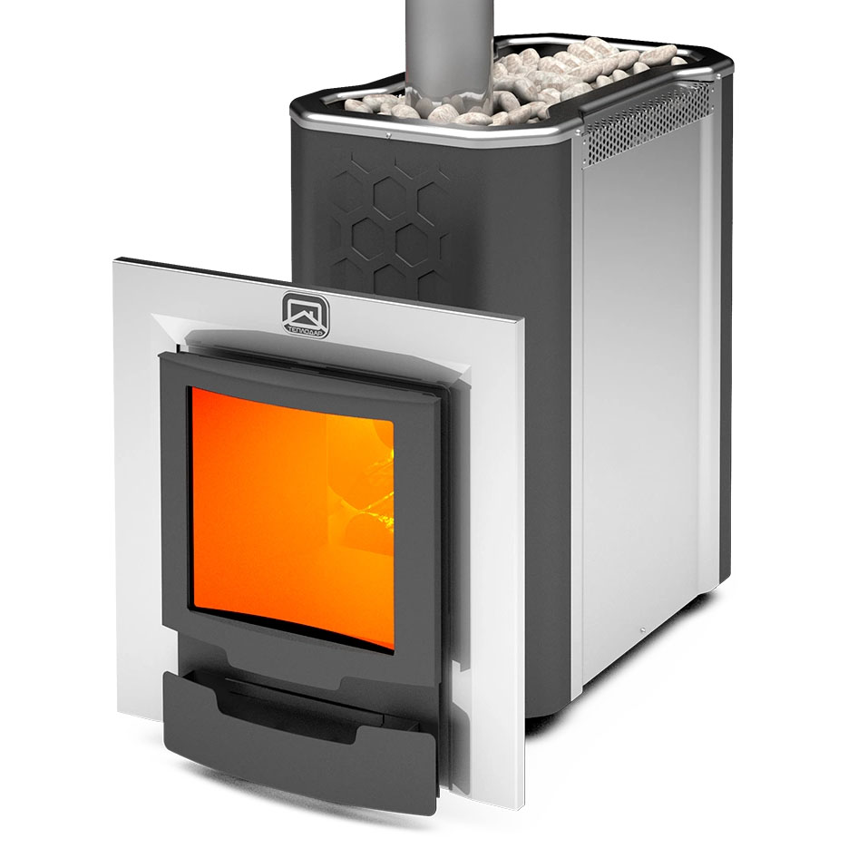   Дровяная печь для бани Теплодар Сибирь-30 ЛКП Профи Панорама (2.0)