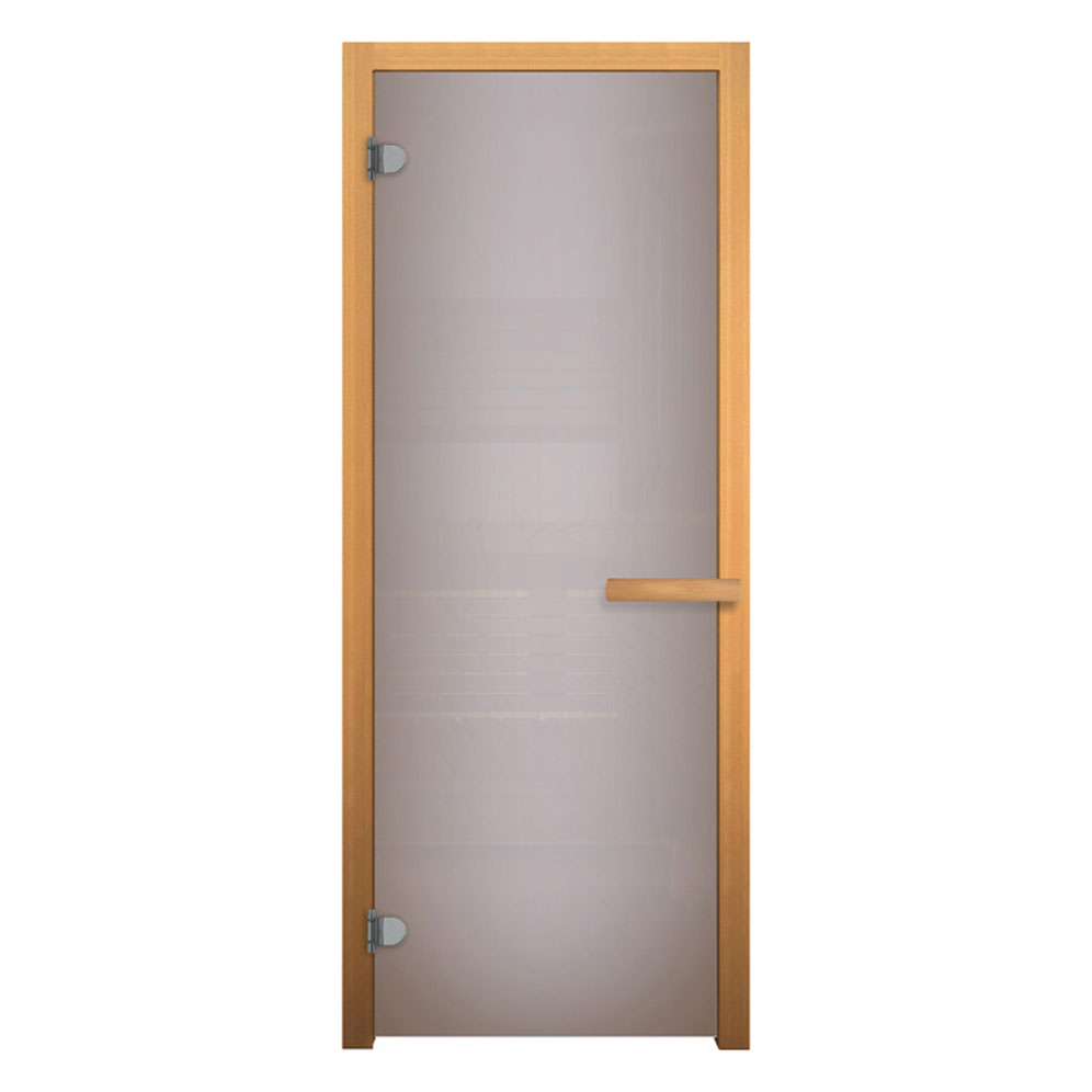   Дверь для бани/сауны LK Сатин Матовая (ольха)(Размер полотна 1800х700 мм, Петли 3 петли 716 CR, Толщина стекла 8 мм)