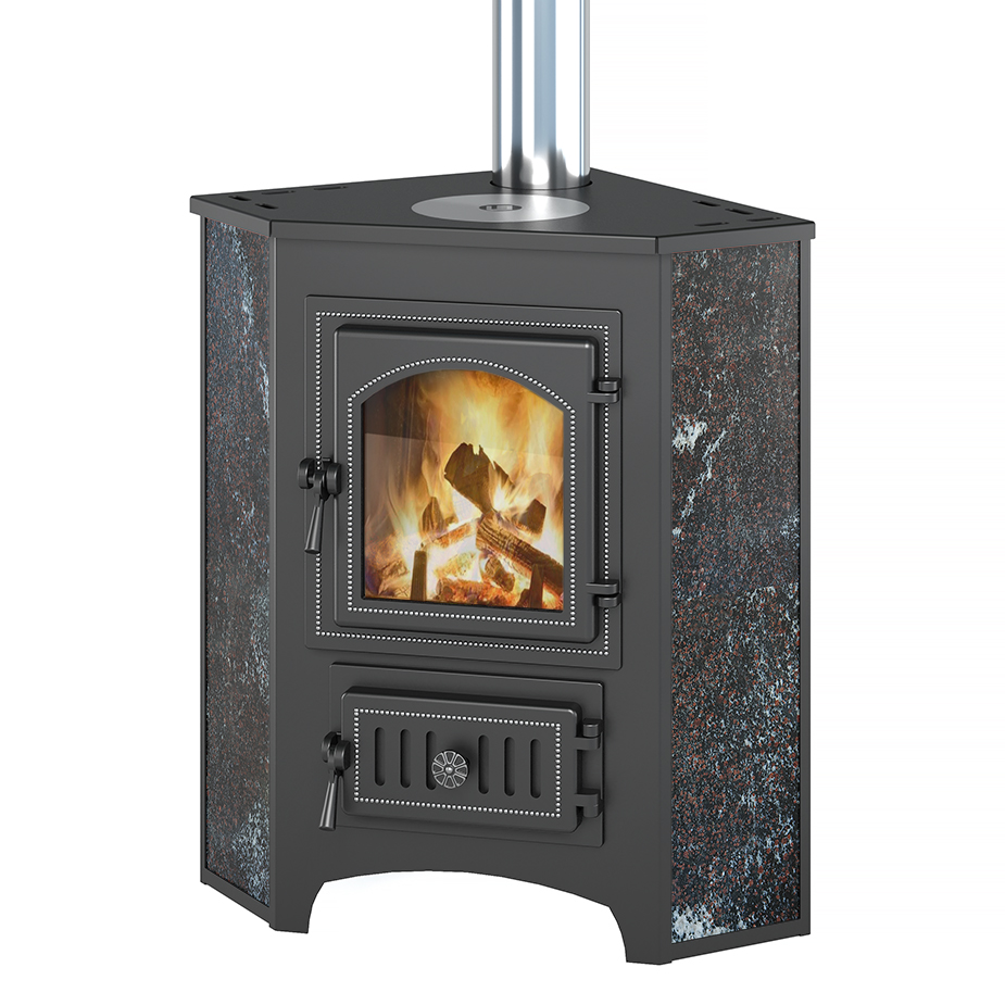 Печь-камин Везувий ПК-01 (220) с конфоркой угловой Амфиболит