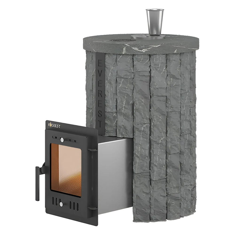 Печь для бани Эверест Steam Master 18 НЕРЖ. ламель Рваный камень, S-20
