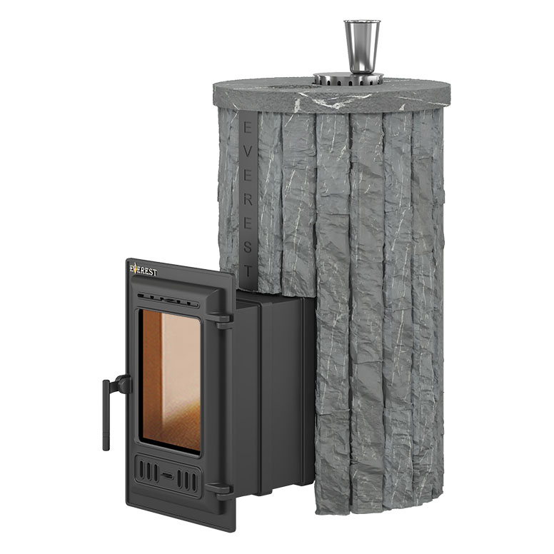 Печь для бани Эверест Steam Master 24 ЧУГУН, ламель Рваный камень, S-20