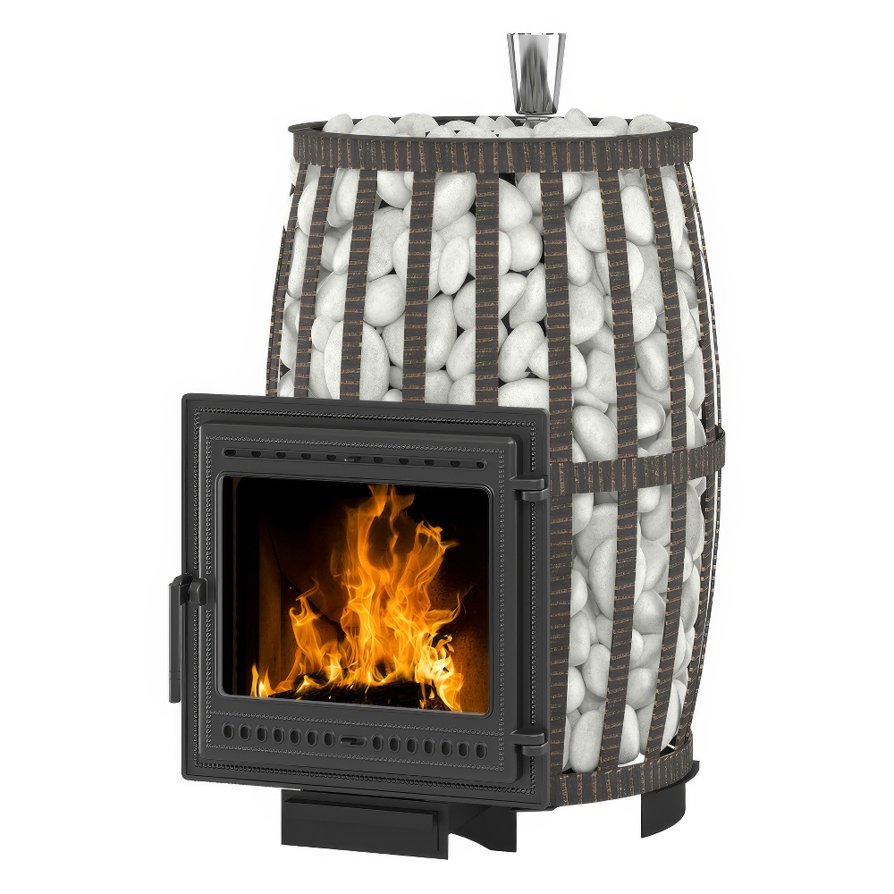   Чугунная печь для бани Везувий Легенда Русский Пар Ковка 24 (Дверь: 505)(Камни -, Сетка на трубу -)