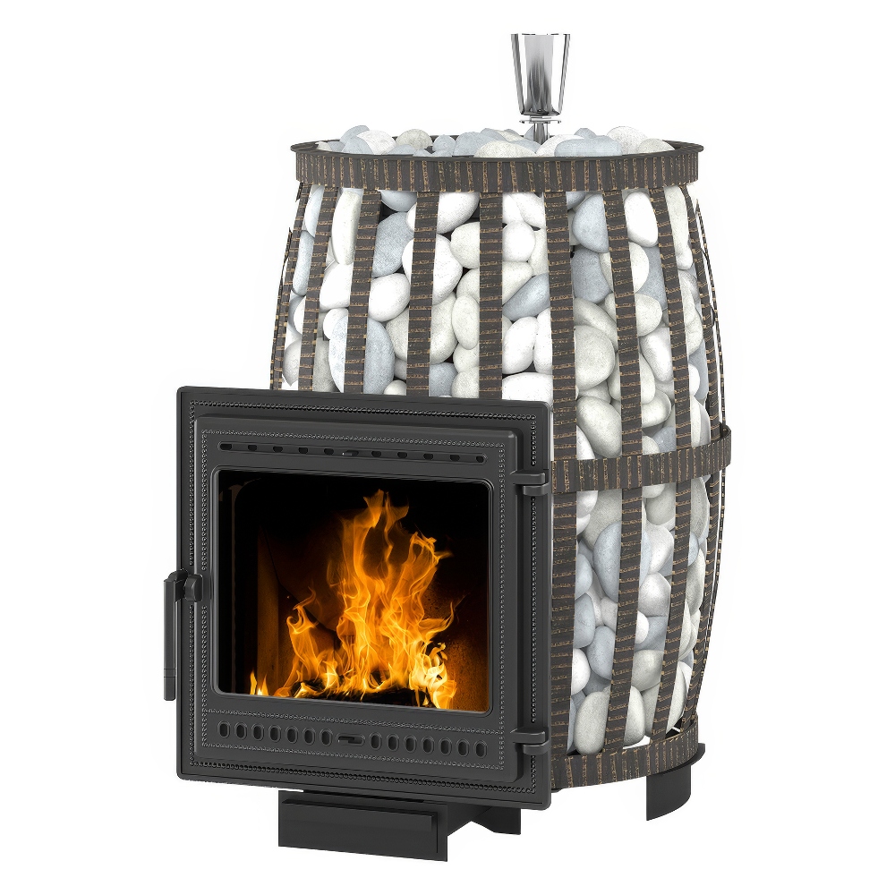   Чугунная печь для бани Везувий Легенда Русский Пар Ковка 18 (Дверь: 505)(Камни -, Сетка на трубу -)