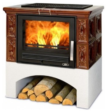   Кафельная печь-камин ABX Panonie (стальная вставка)(Цвет кафеля Коричневый)