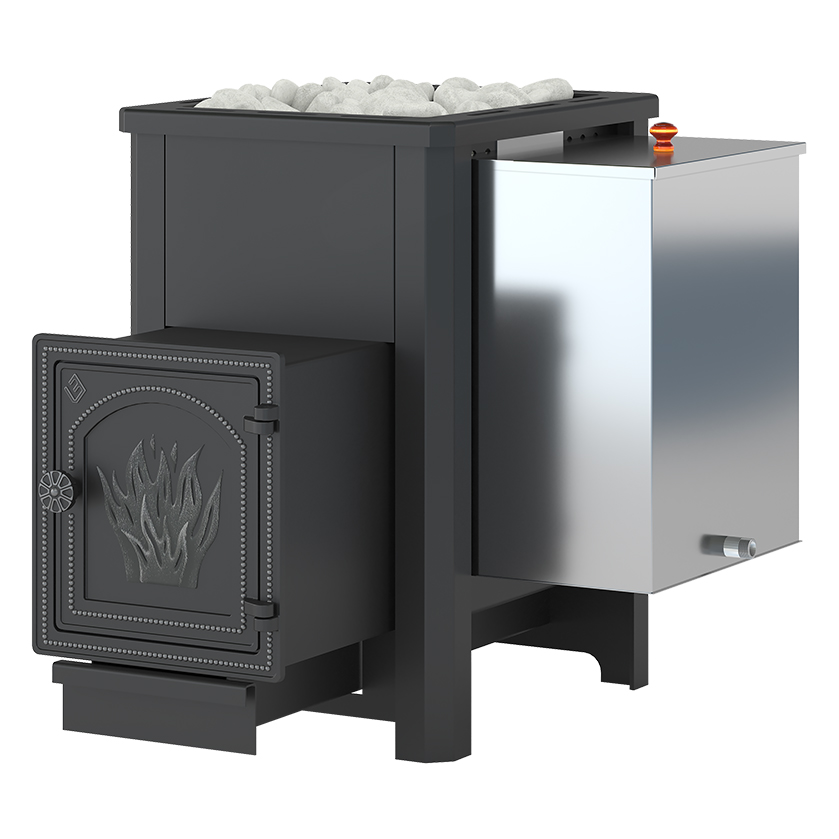 Стальная печь для бани Везувий Русичъ «Аква» 16 (ДТ-4) с баком (32 литра)