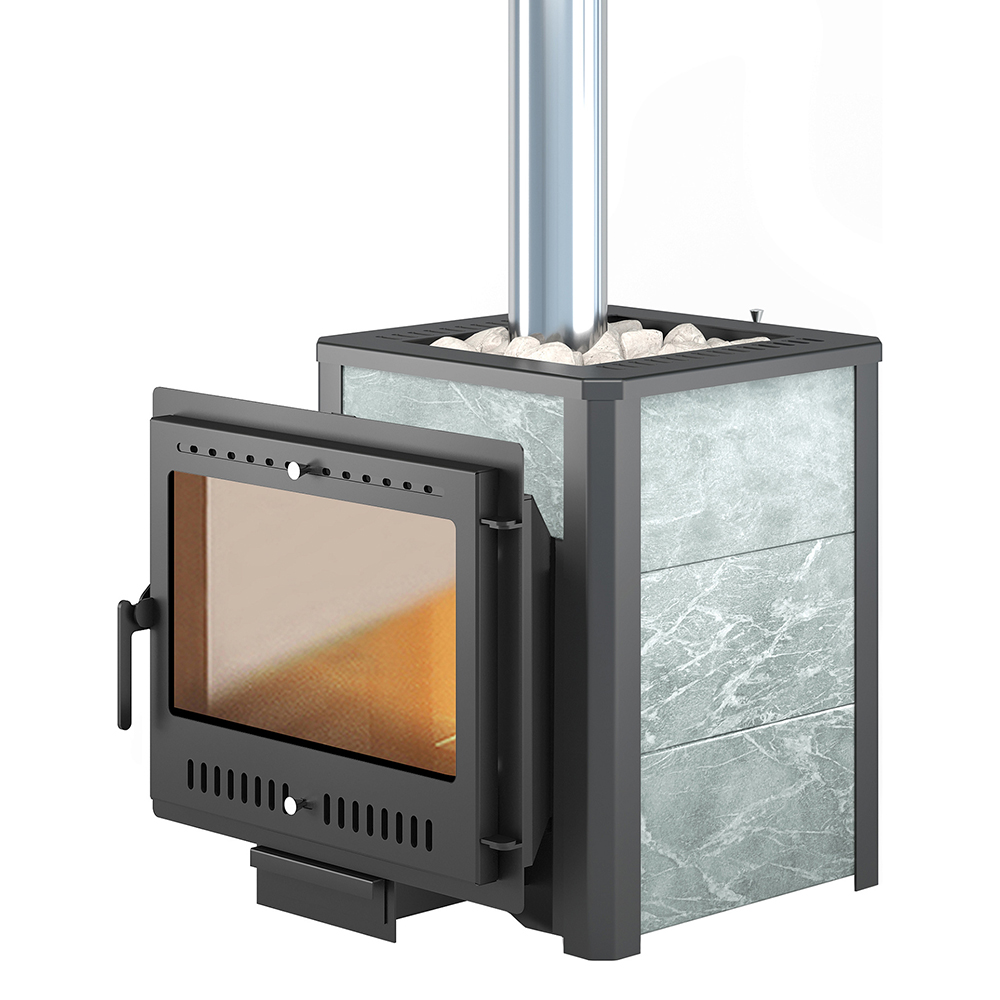   Чугунная печь для бани Везувий Легенда 16 Панорама \М\ Талькохлорит(Без камней)