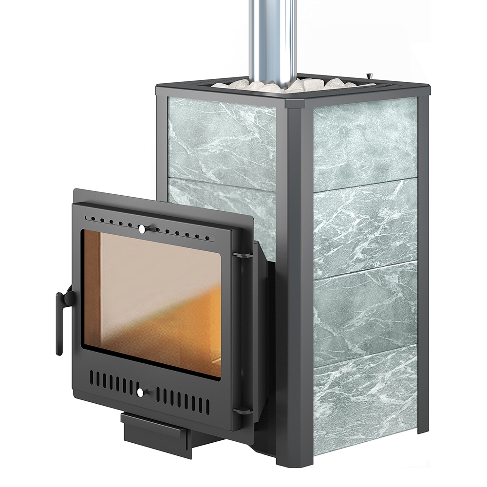   Чугунная печь для бани Везувий Легенда 28 Панорама \М\ Талькохлорит(Без камней)