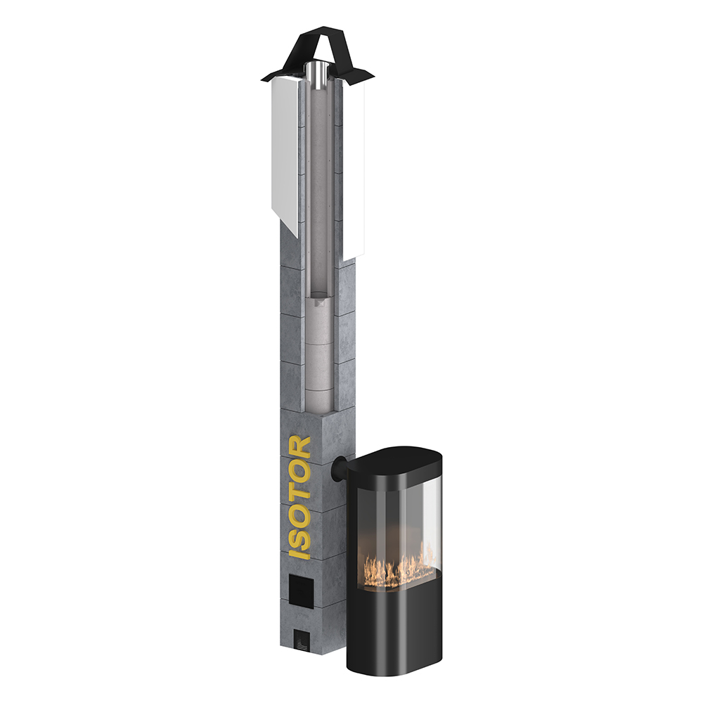   Комплект минерального дымохода Schiedel Isotor Ø 250 мм с зонтом трапецией(Высота 5 метров, Вент.канал С вентиляцией)