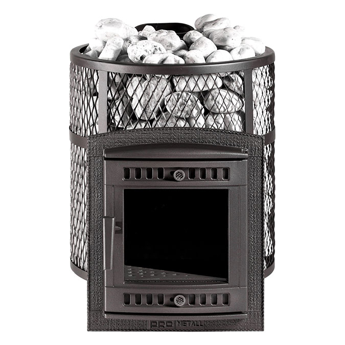   Банная печь ПроМеталл Атмосфера М(Сетка Нерж.сталь, Тоннель Длинный топливный тоннель)