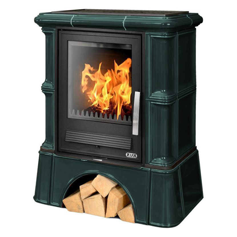   Кафельная печь-камин ABX Bavaria K (кафельный цоколь, вставка комбо)(ахорн (белый))