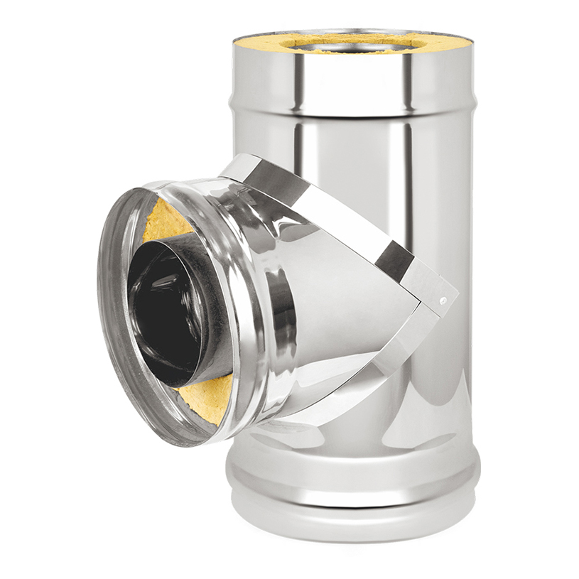 Сэндвич-тройник Везувий 90° (нержавейка, AISI 430/0,8мм)(Ø 120/180 мм)