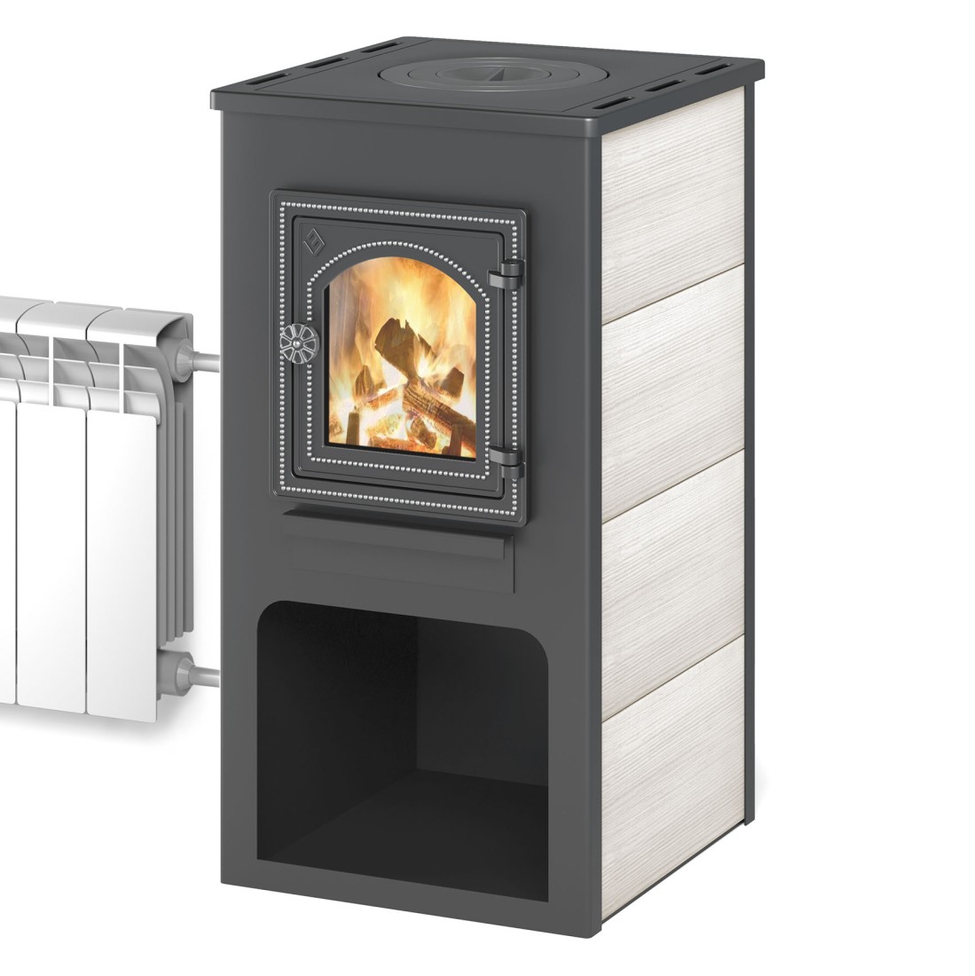   Печь-камин Etna (Этна) ДТ-4С с плитой и т/о