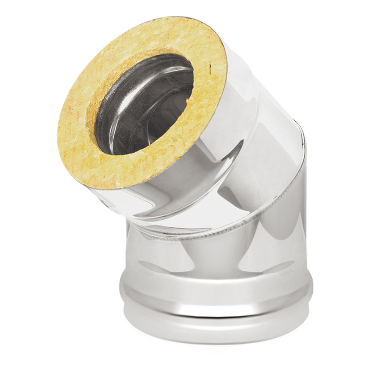 Сэндвич-колено Везувий 45° 2 секции (нержавейка, AISI 430/0,8мм) (Диаметр Ø 200/300 мм)