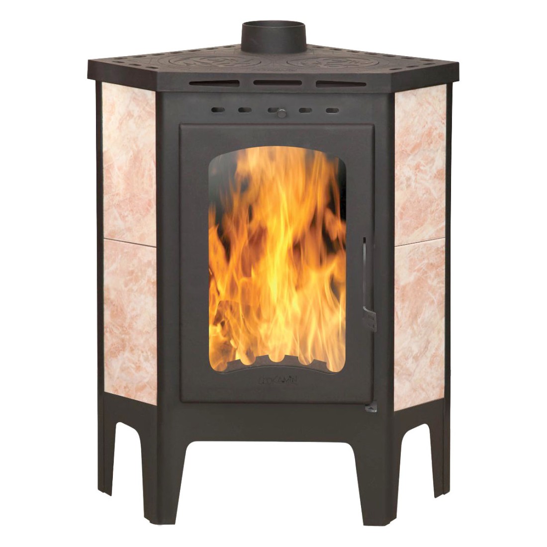   Печь-камин Экокамин Бавария угловая с плитой