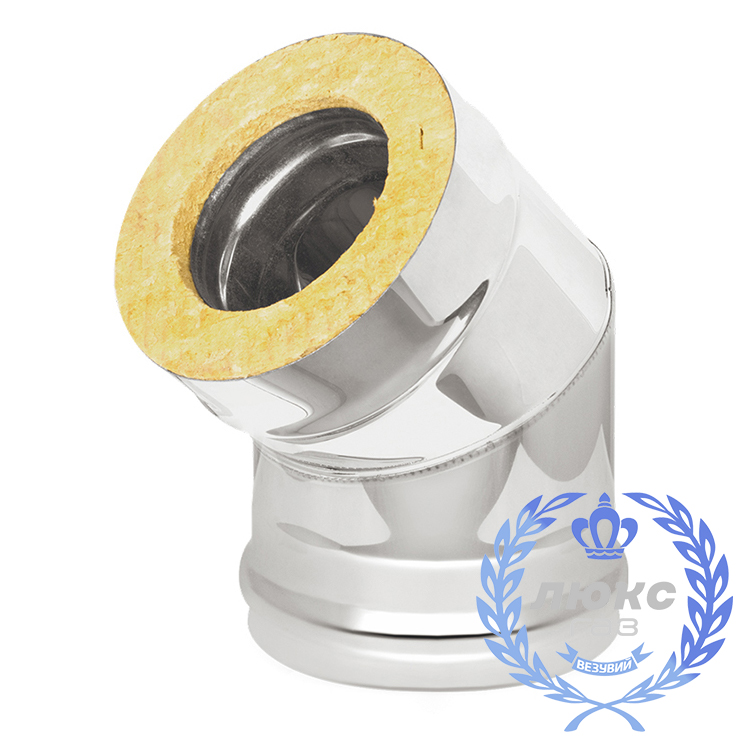 Сэндвич-колено Везувий «Люкс Газ» 45° (нержавейка, AISI 316/304/0,5мм)(Ø 150/250 мм)