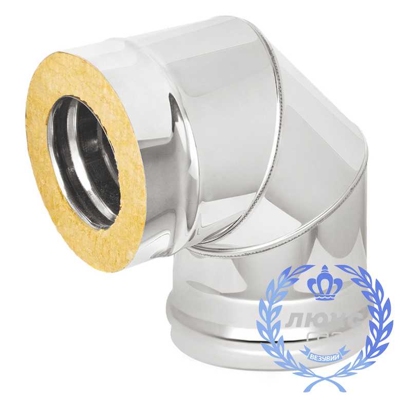 Сэндвич-колено Везувий «Люкс Газ» 90° (нержавейка, AISI 316/304/0,5мм)(Ø 120/200 мм)