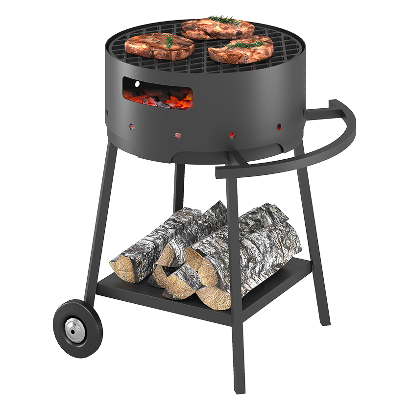   Мангал Везувий \Дачник\ с чугунной решеткой \Стейк\ Ø 450мм на подставке
