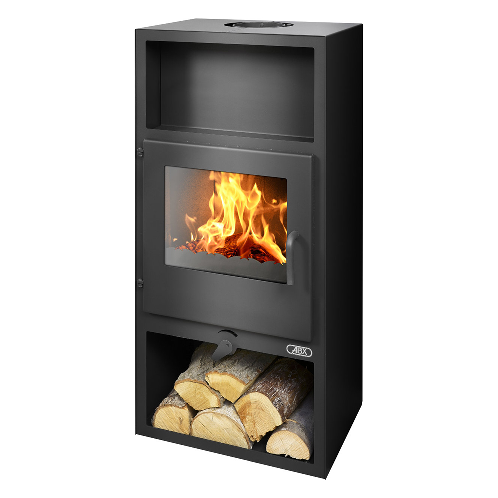   Печь-камин ABX Narvik I(черная сталь, бразильский песчаник)