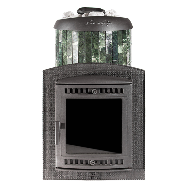   Банная печь ПроМеталл Атмосфера L в ламелях(\Змеевик\ наборный рисунок)