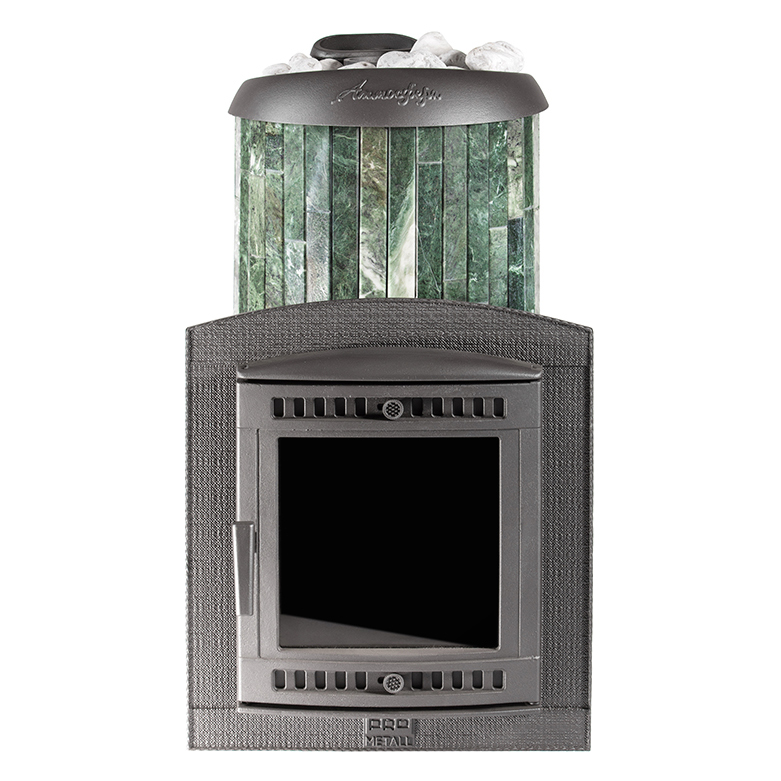   Банная печь ПроМеталл Атмосфера XL в ламелях(\Жадеит\ наборный рисунок)