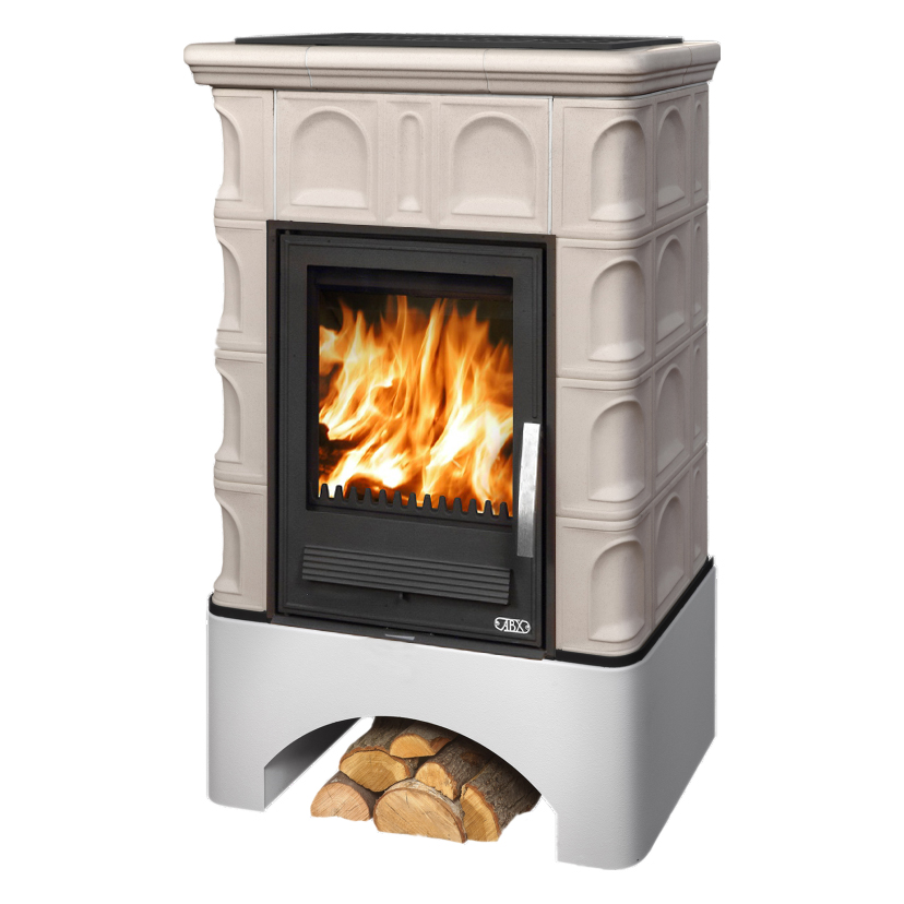   Кафельная печь-камин ABX Britania LPI (белый цоколь)(Зеленый)