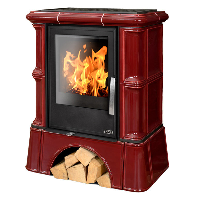   Кафельная печь-камин ABX Bavaria KI (кафельный цоколь) с теплообменником(Каштан)