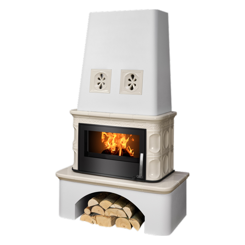   Кафельная печь-камин ABX Laponie II P (стальная вставка) с теплообменником(Коричневый)