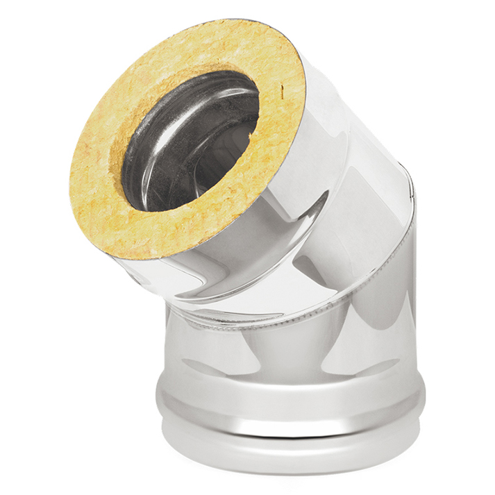 Сэндвич-колено Везувий (AISI 430/1,0мм) 45° 2 секции(Диаметр Ø 115/200 мм)