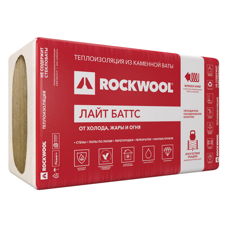   Утеплитель Rockwool Лайт Баттс 50х600х1000 мм 6 кв.м