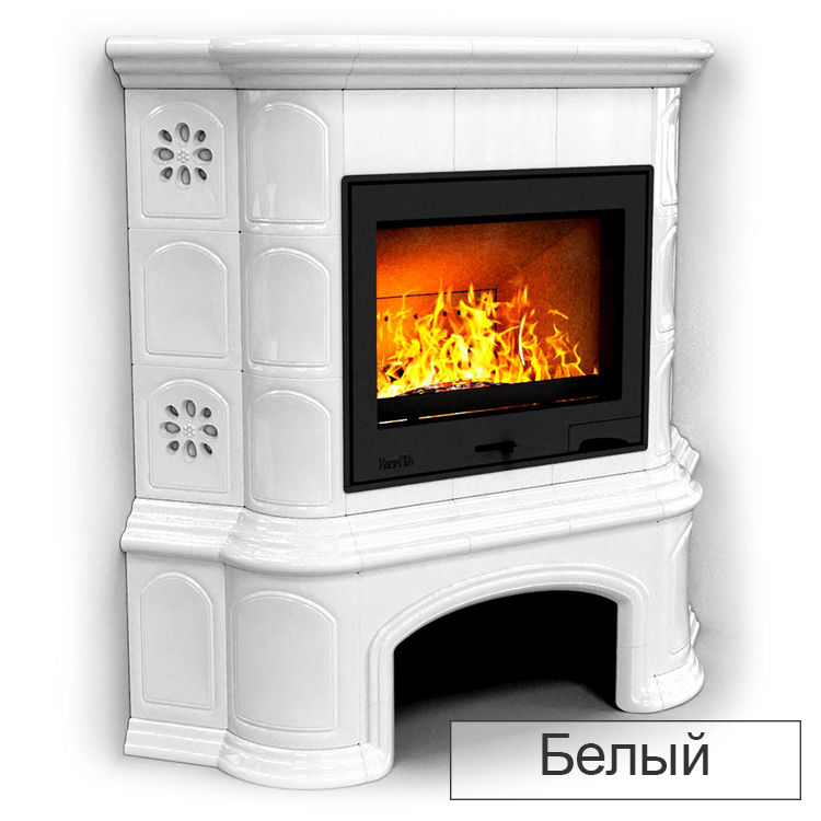   Каминная облицовка КимрПечь Прованс с дровником угловая Л-600(Исполнение Однотонный B, Цвет / Декор Волна [G3])