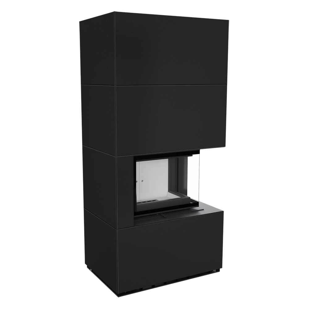 Камин Kratki FLOKI/P в облицовке Zimbabwe Nero, Футеровка Белая (миниатюра)