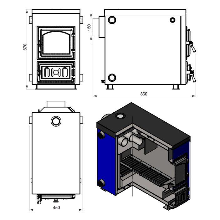 Твердотопливный котел Везувий Эльбрус-18 (миниатюра)