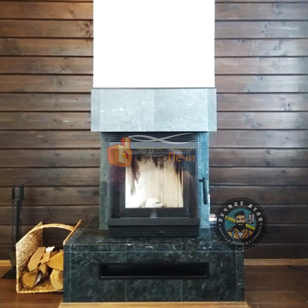   Монтаж камина: топка Kratki BLANKA/LP/BS с облицовкой пироксенитом (миниатюра)