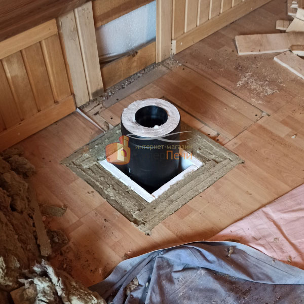   Монтаж банной печи Варвара Каменка удлиненный выносной канал (миниатюра)