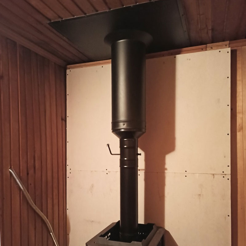   Монтаж печи для бани Сталь-Мастер 14M Панорама с выносным баком (миниатюра)