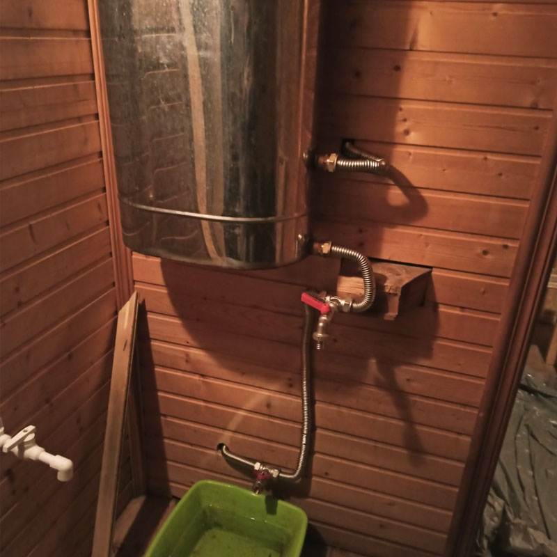   Монтаж печи для бани Сталь-Мастер 14M Панорама с выносным баком (миниатюра)