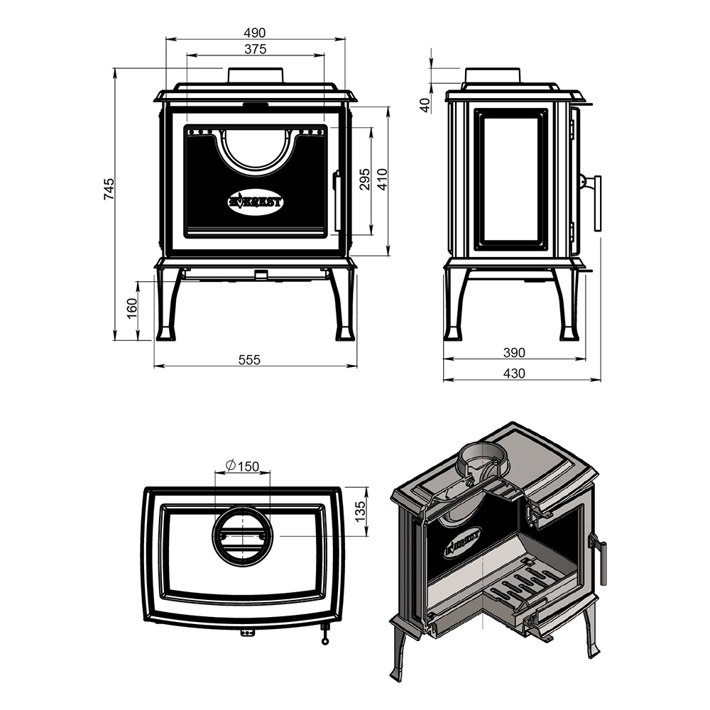 Печь-камин Эверест F11 (миниатюра)