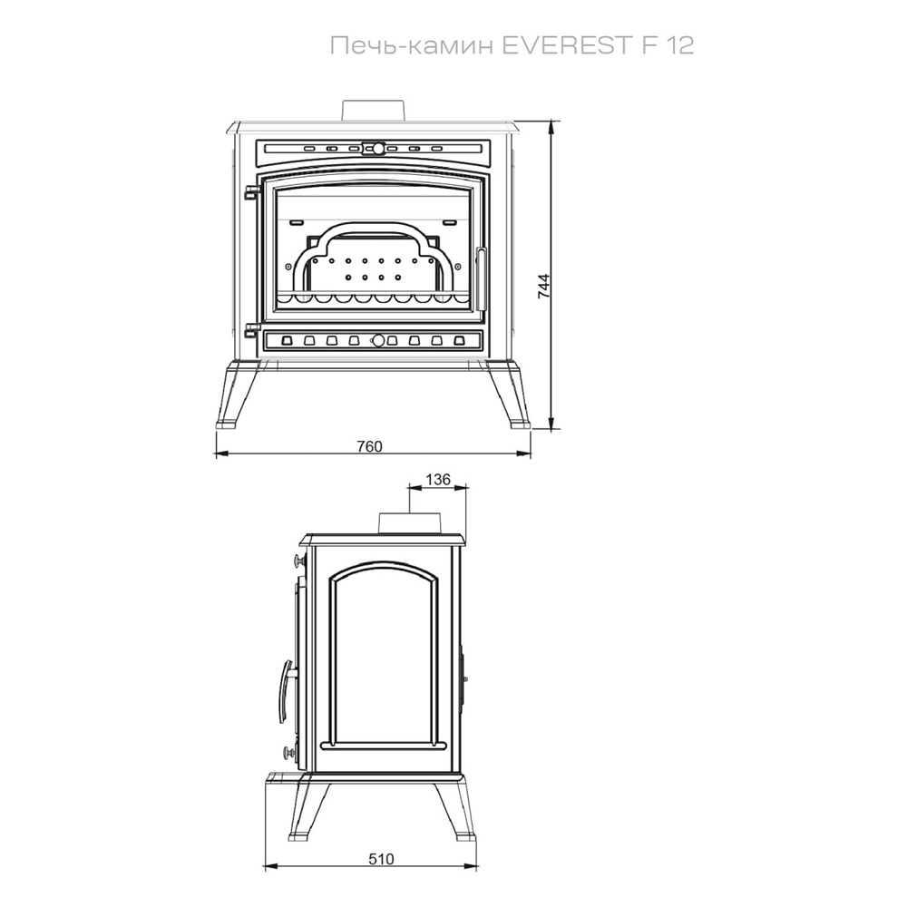 Печь-камин Эверест F12 (миниатюра)