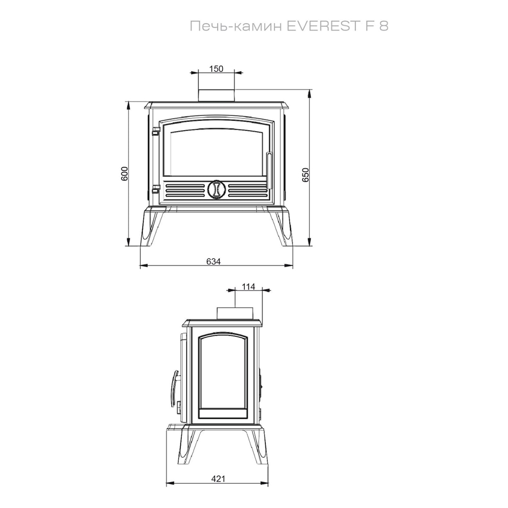 Печь-камин Эверест F8 (миниатюра)
