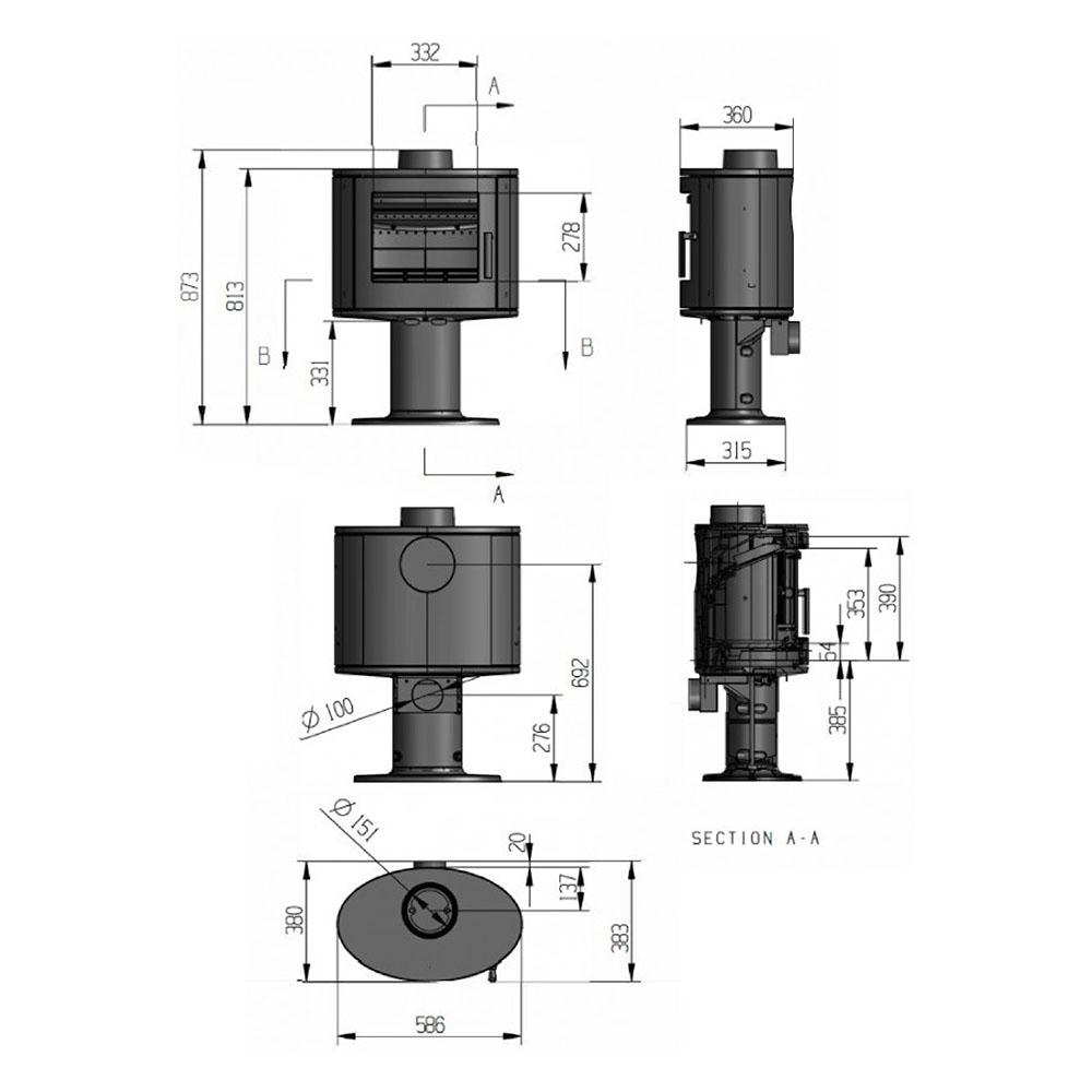 Печь-камин Эверест S9 (миниатюра)