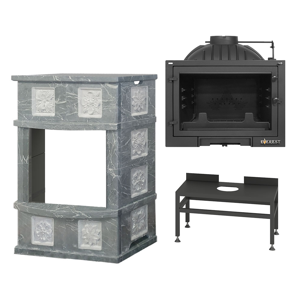 Печь-камин Эверест D10 «Пиллау» Н-1180 Талькохлорит (миниатюра)