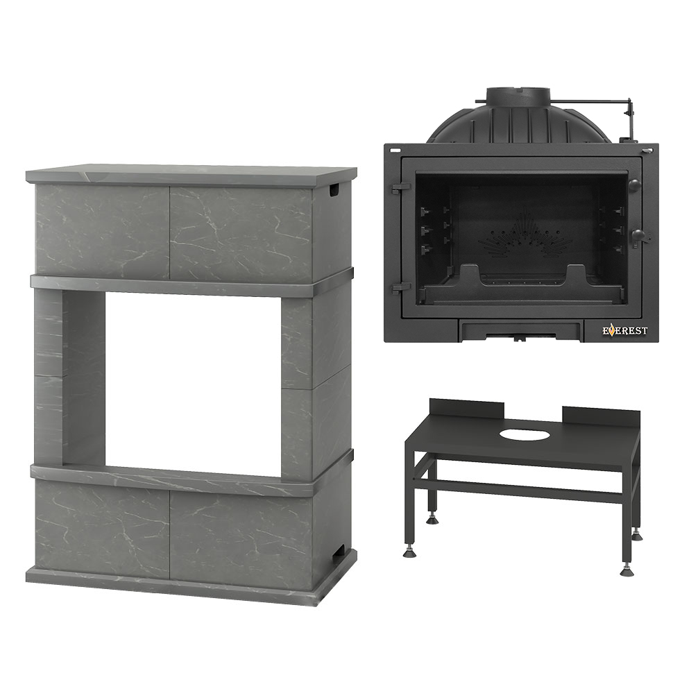 Печь-камин Эверест D10 «Выборг» Н-1180 (Талькохлорит) (миниатюра)