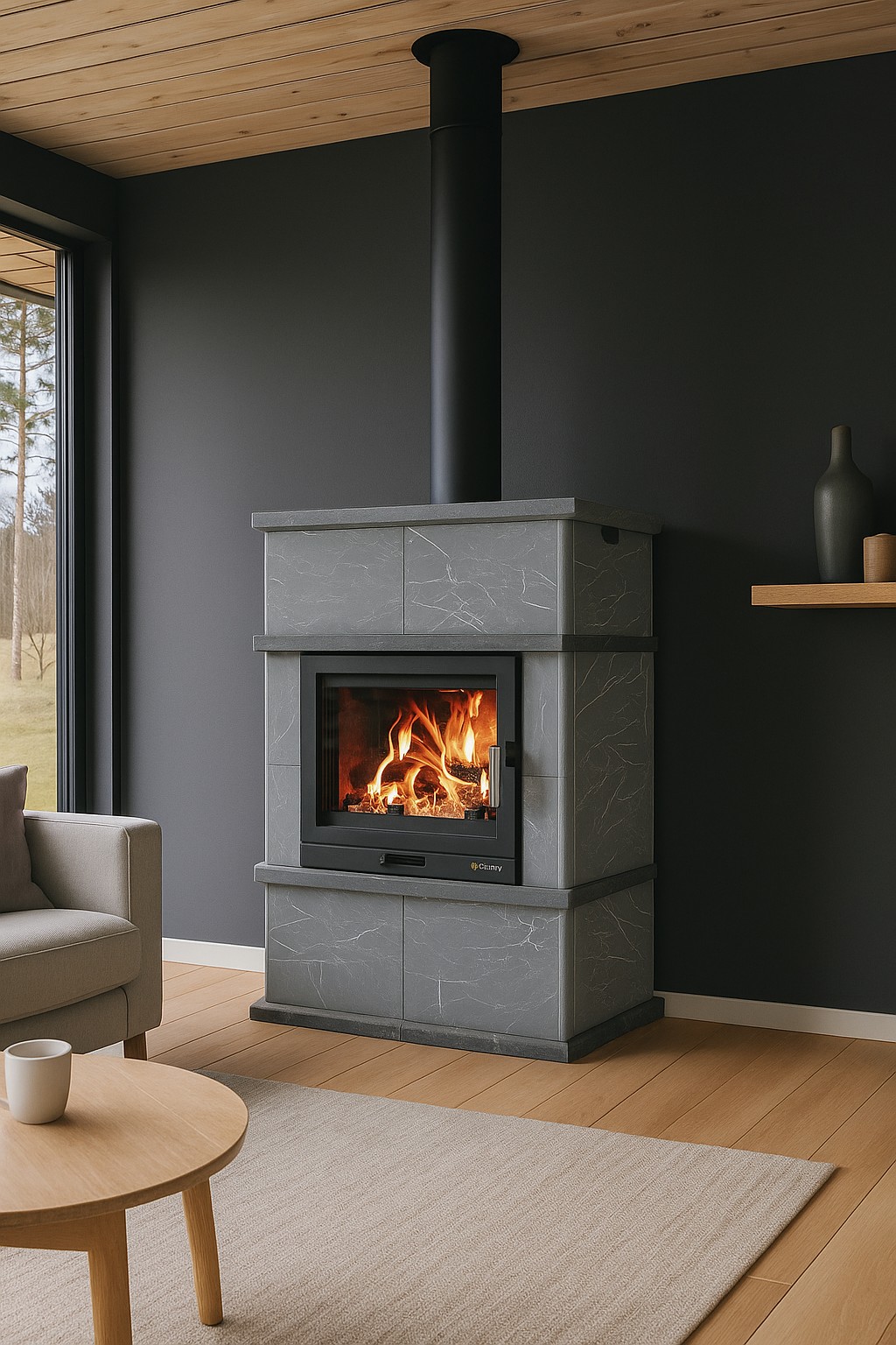 Печь-камин Эверест U10 «Выборг» Н-1178 (Талькохлорит) (миниатюра)