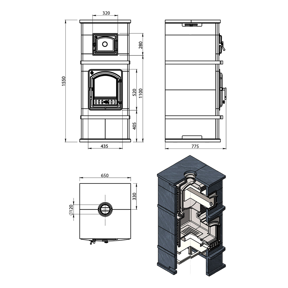 Печь-камин Эверест «Корела» (Талькохлорит) (миниатюра)