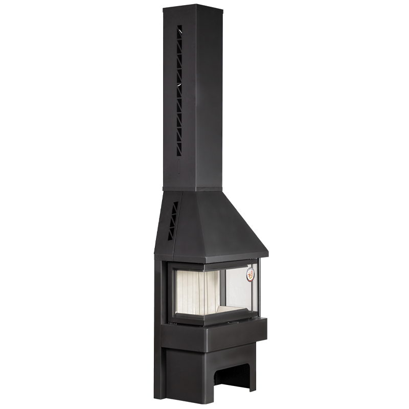 Камин Экокамин Панорама 3 стекла черный (миниатюра)