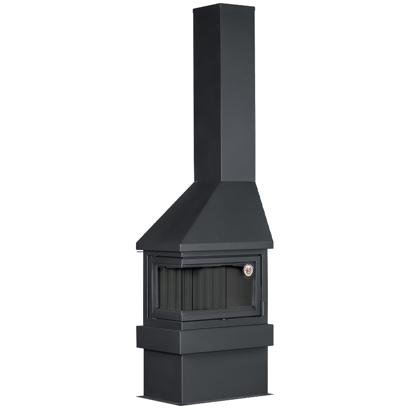 Камин Экокамин Прага угловой (левый) черный шамот