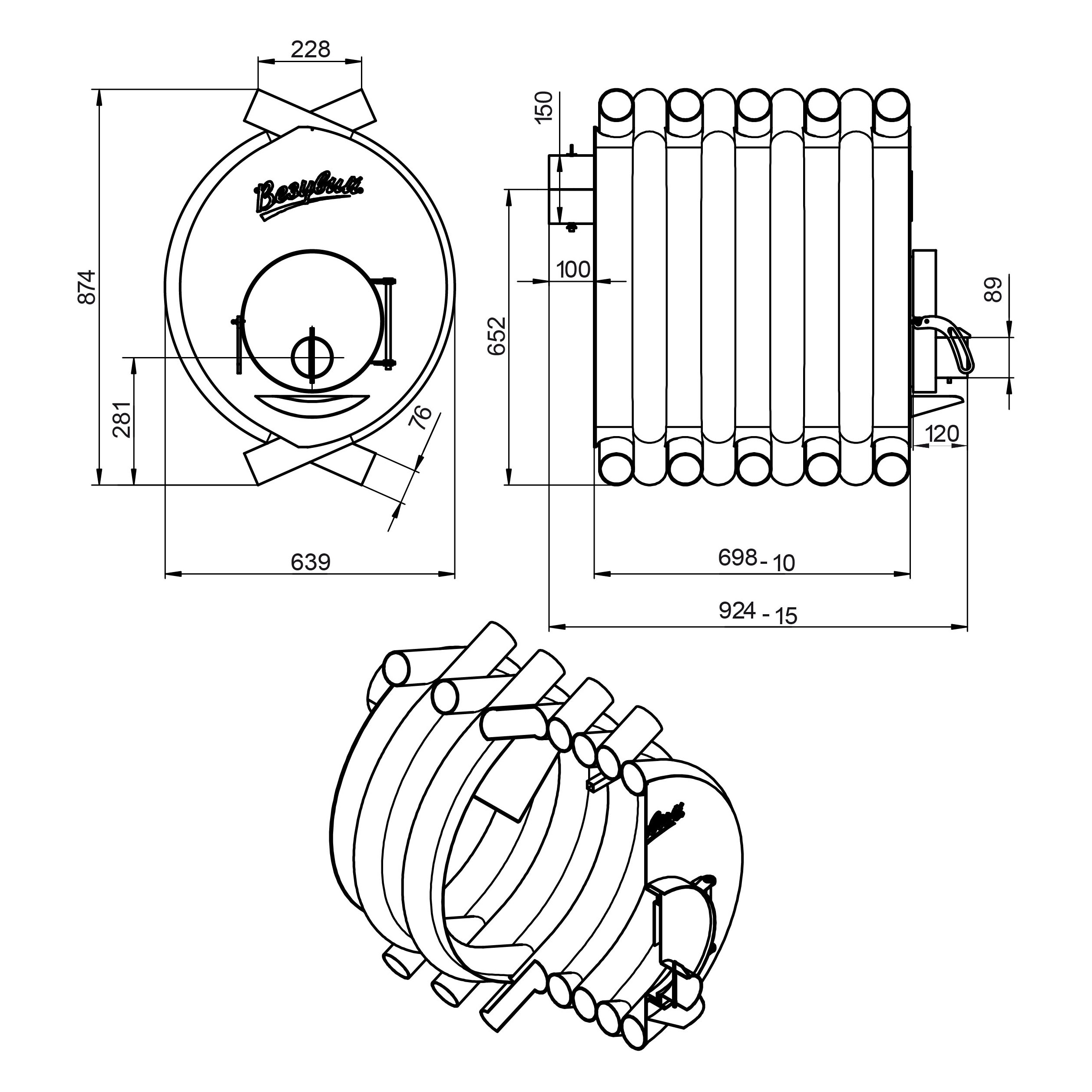 Отопительная печь Везувий АОГТ 02 (миниатюра)