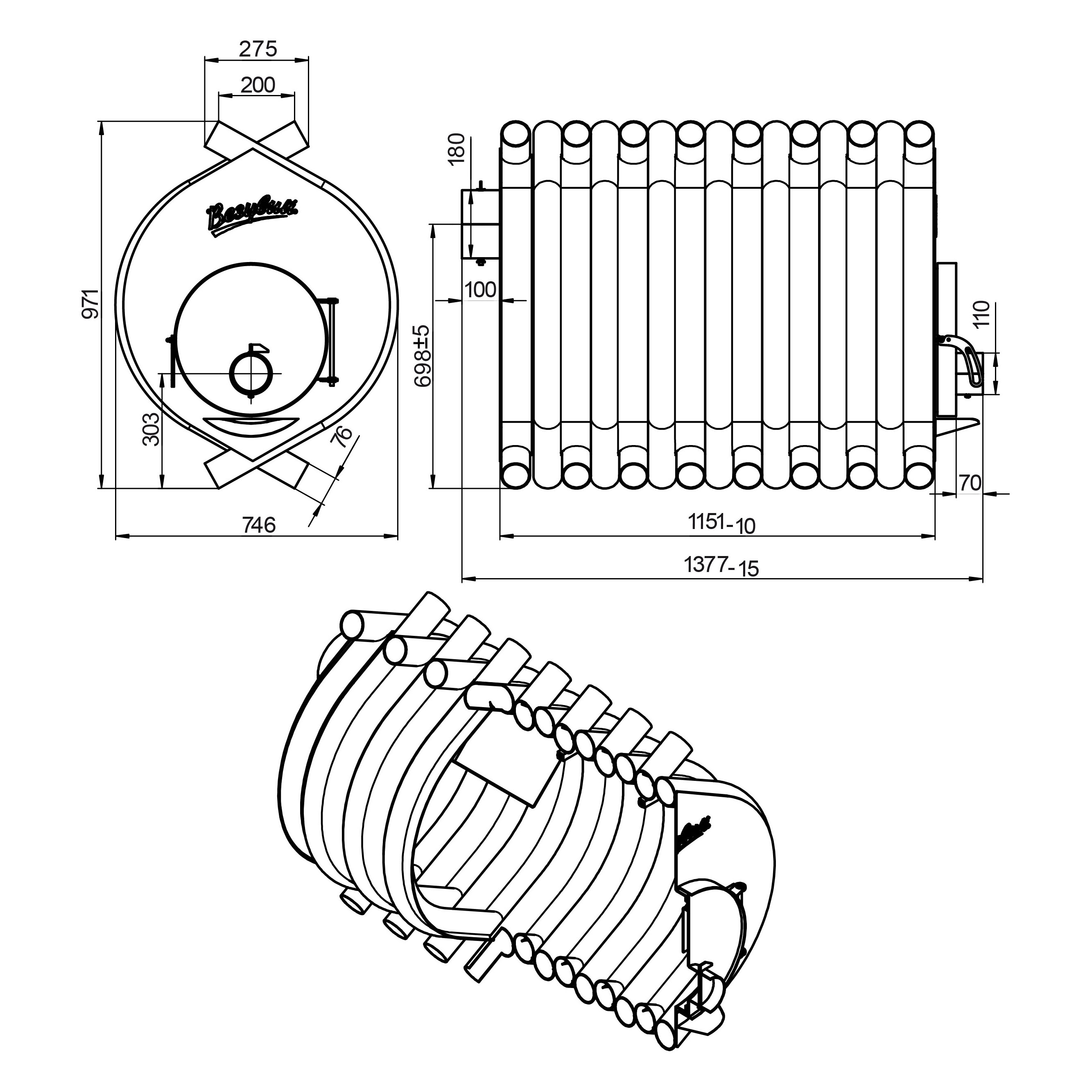 Отопительная печь Везувий АОГТ 04 (миниатюра)