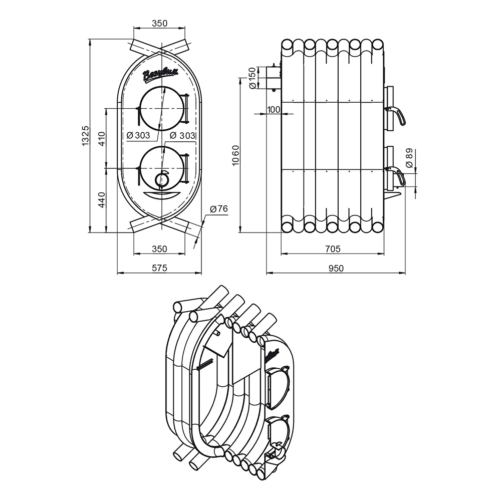 Отопительная печь Везувий АОГТ 600 (миниатюра)